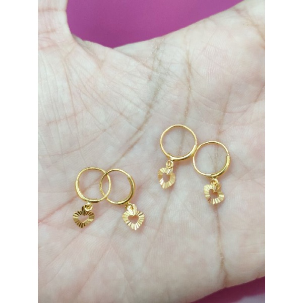 ANTING ANAK DAN BAYI MODEL KENIP LOVE PERAK 925 LAPIS MAS 24K