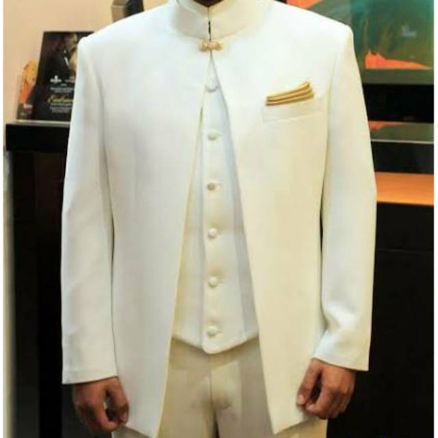 Jas akad nikah putih simple elegan bukan beskap set celana