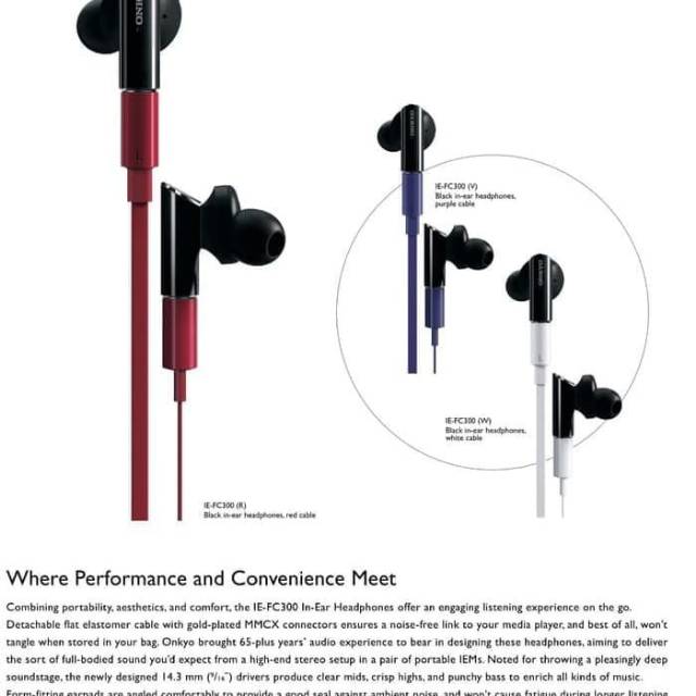 ONKYO IN EAR HEADPHONES IE FC300 R ORIGINAL