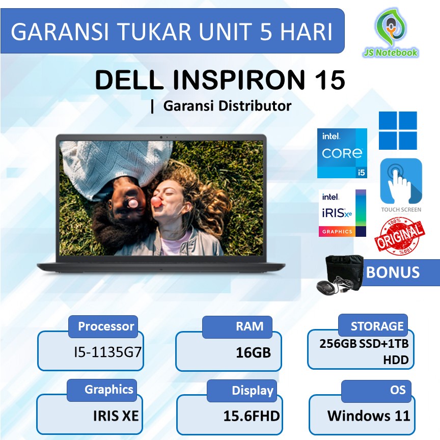DELL INSPIRON 15 3511 TOUCH i5 1135G7 16GB 1TB+256SSD W11 15.6FHD