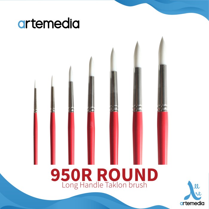 

Artemedia 950R Round White Taklon Brush Long Handle Kuas Lukis