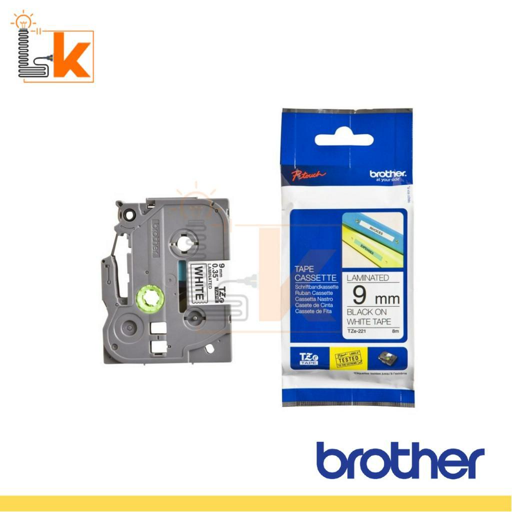 

BROTHER TAPE CASSETE TZE-221 LAMINATED 9MMX8M BLACK ON WHITE TAPE