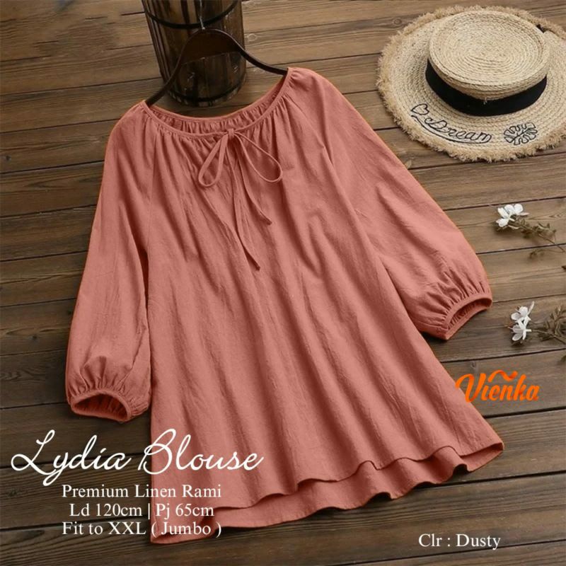 Lidya blouse katun linen jumbo LD 120 xxl