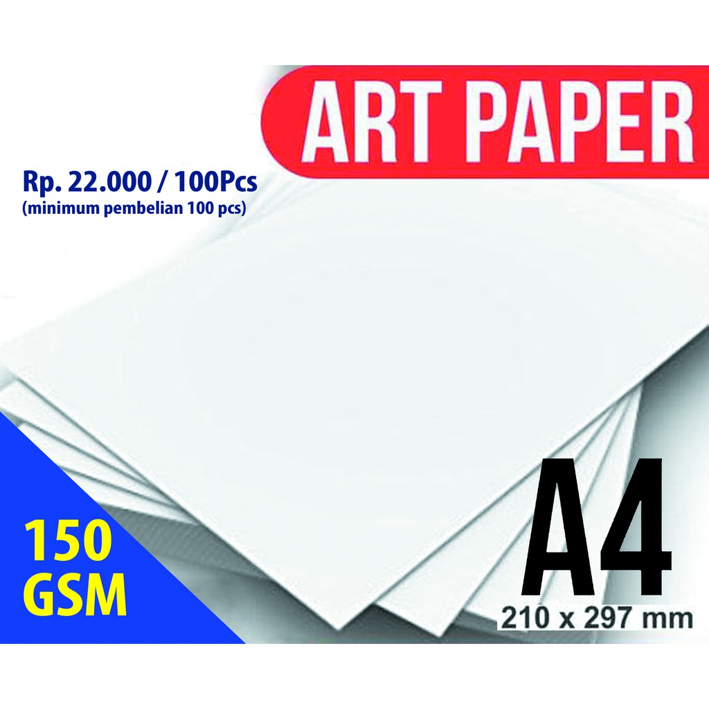 

Kertas Art Paper 150 gram ukuran A4 / Art Glossy Paper 150 GSM A4 isi 100 Pcs