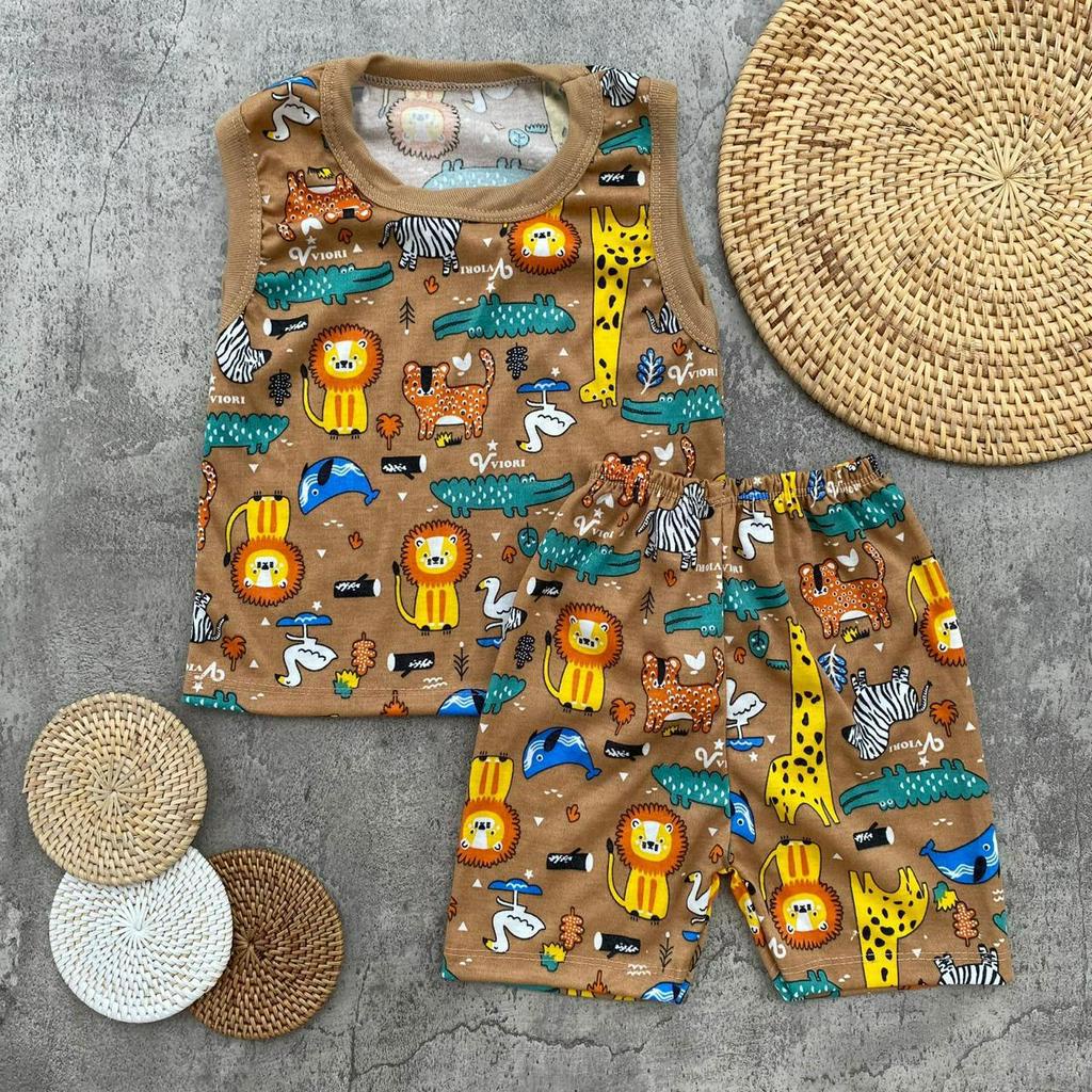 Setelan Baju Bayi Setelan Lengan Singlet Celana Pendek Motif Printing Crocodile Usia 3-12 Bulan Almeera Baby and Kids