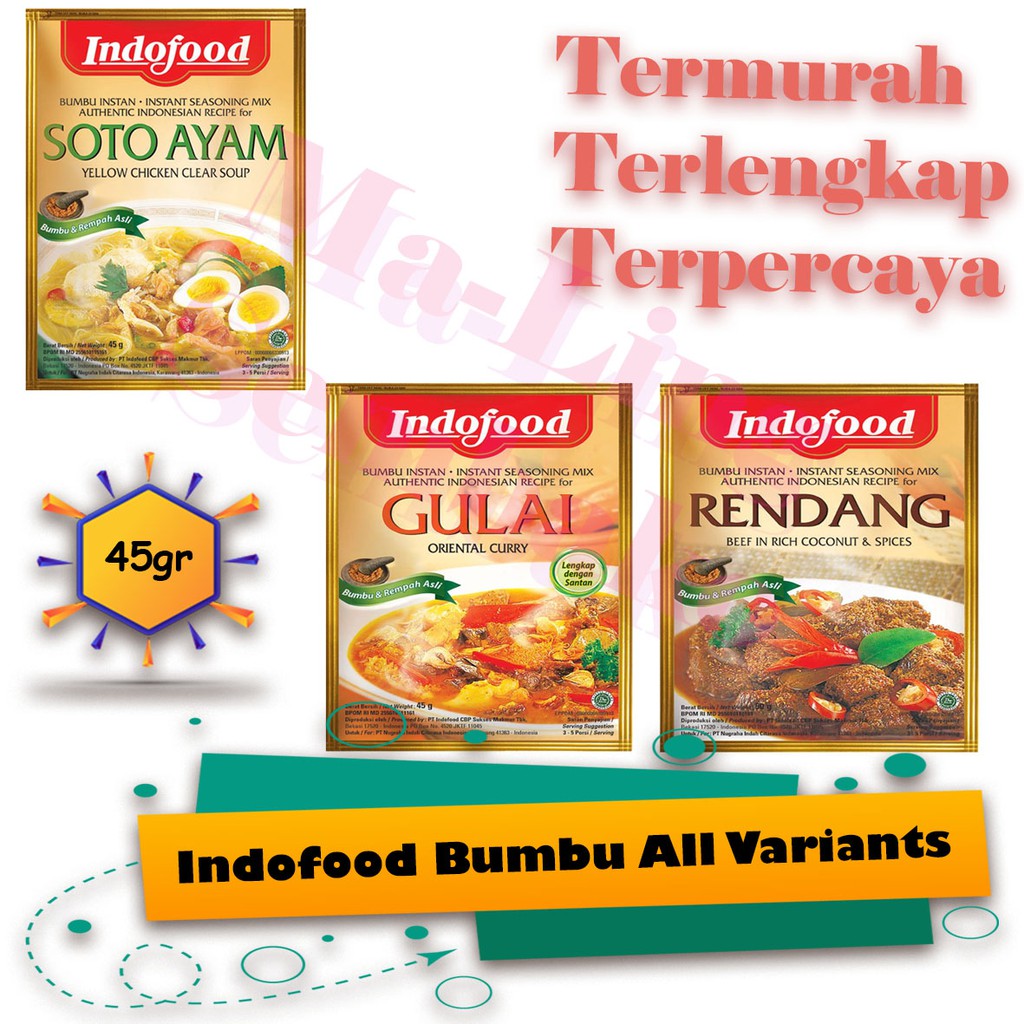 

INDOFOOD BUMBU INSTANT / BUMBU GULAI / BUMBU RENDANG / BUMBU SOTO AYAM, Bumbu Masak, Bumbu Dapur