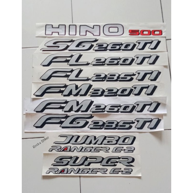 Stiker Truk Hino 500 Super Ranger E2 Hino 500 SG FM / Stiker Hino Tulisan FL 260 Ti, FM 320 Ti, FM 2