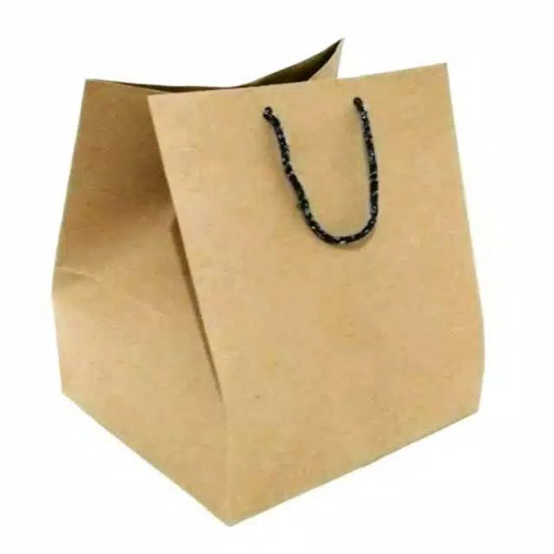 Paperbag dus nasi 22x22, kotak kue paperbag bento polos 25x22x27 paperbag craft 150GSM