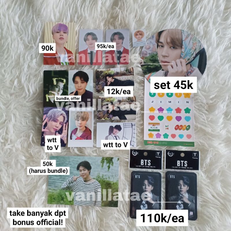PC Photocard BTS Jimin Official Pajama Cardigan card ticket mots one sg21 clue holo mcb its