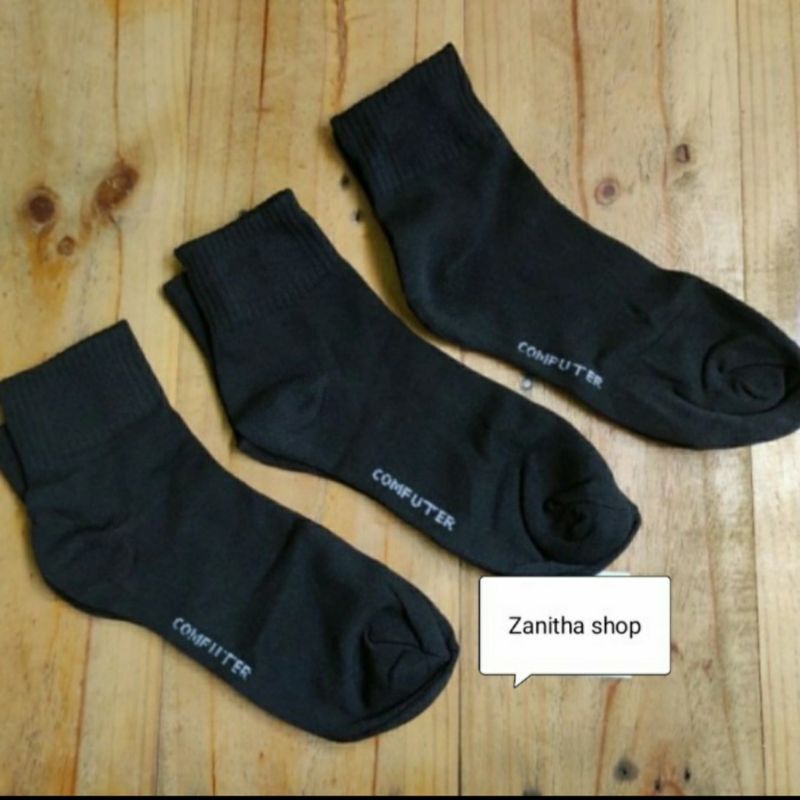 Kaos kaki pendek computer pria/hitam putih hitam polos dan putih polos