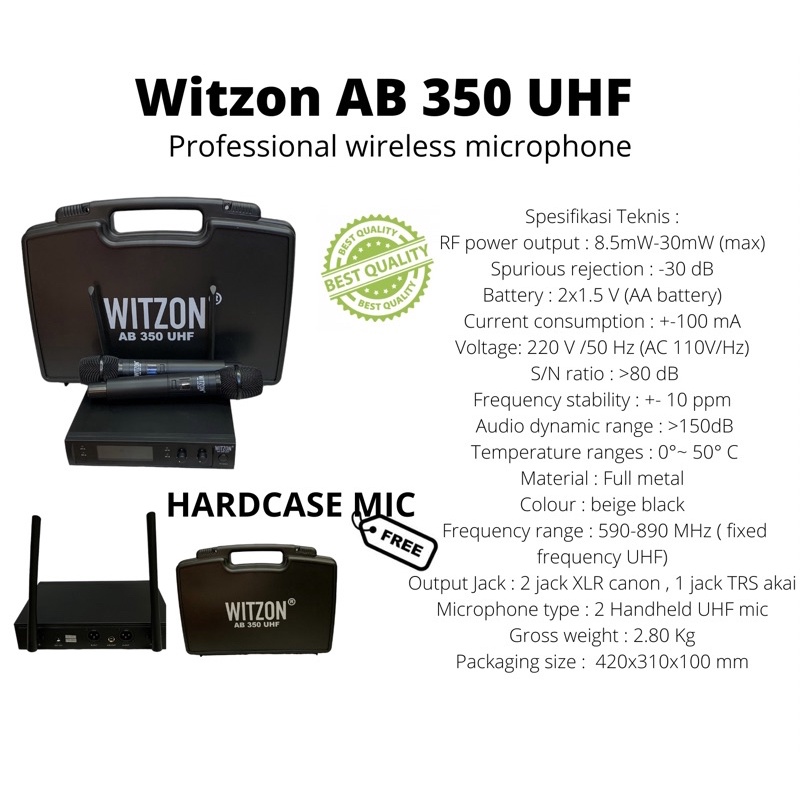 mic wireless witzon ab 350 uhf . mic witzon ab 350 uhf original