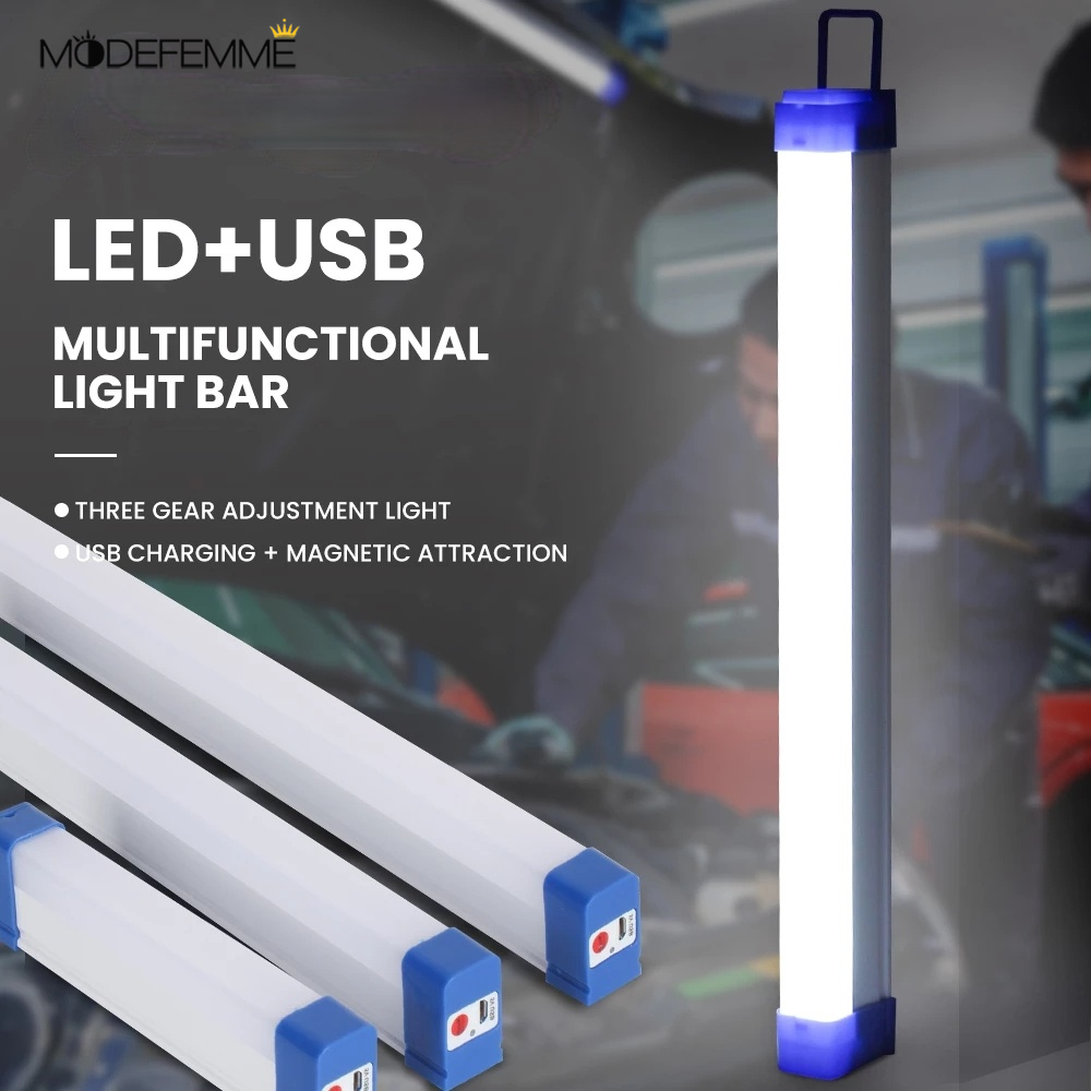 Lampu Strip Led Magnetik 3 Mode Dengan Port Charger Usb Dan Pengait Untuk Lemari Pakaian