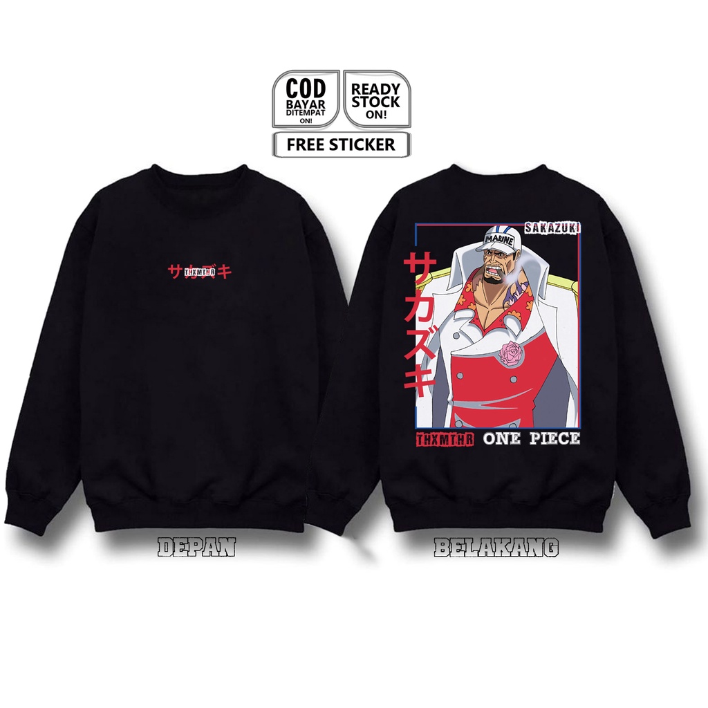 SWEATER ONE PIECE SAKAZUKI ANIME MANGA MARINE WIBU OTAKU BAJU JEPANG BAJAK LAUT JAPAN CULTURE SIGN