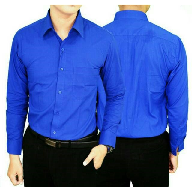 Lesta Langgeng - Kemeja Formal Pria - Lengan Panjang - Warna Biru - Kain Katun - Reguler - Kerja