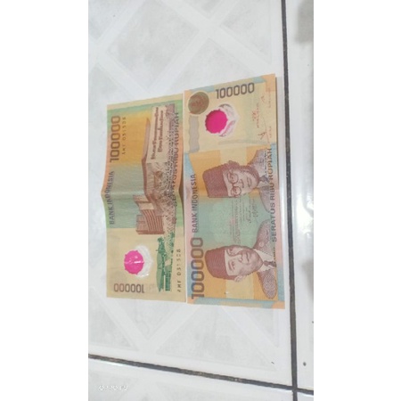 Uang 100000 polymer seri Soekarno Hatta Soeta tahun 1999