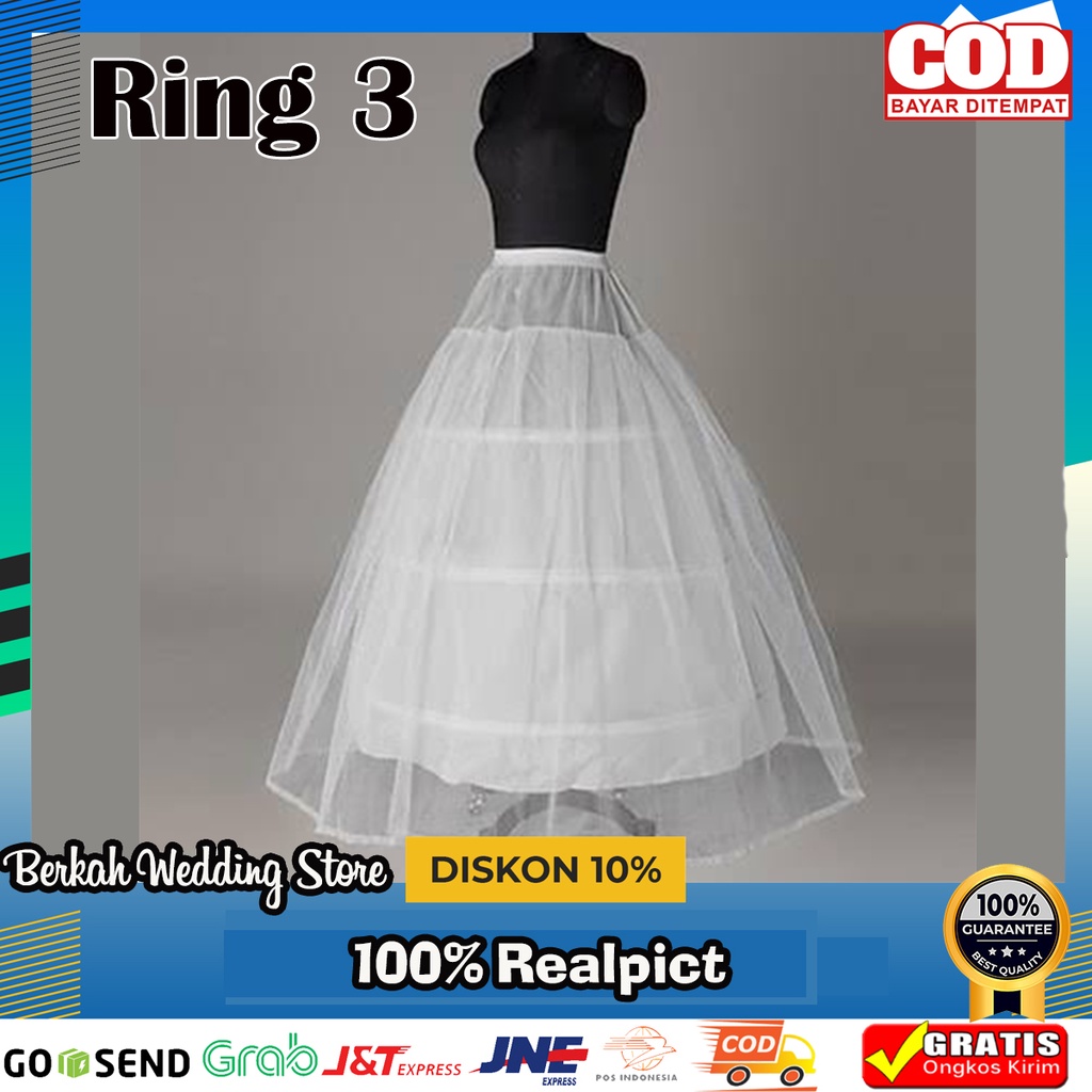 Petticoat/Pertikut/Petikut pengembang gaun Ring 3 plus kain Tile