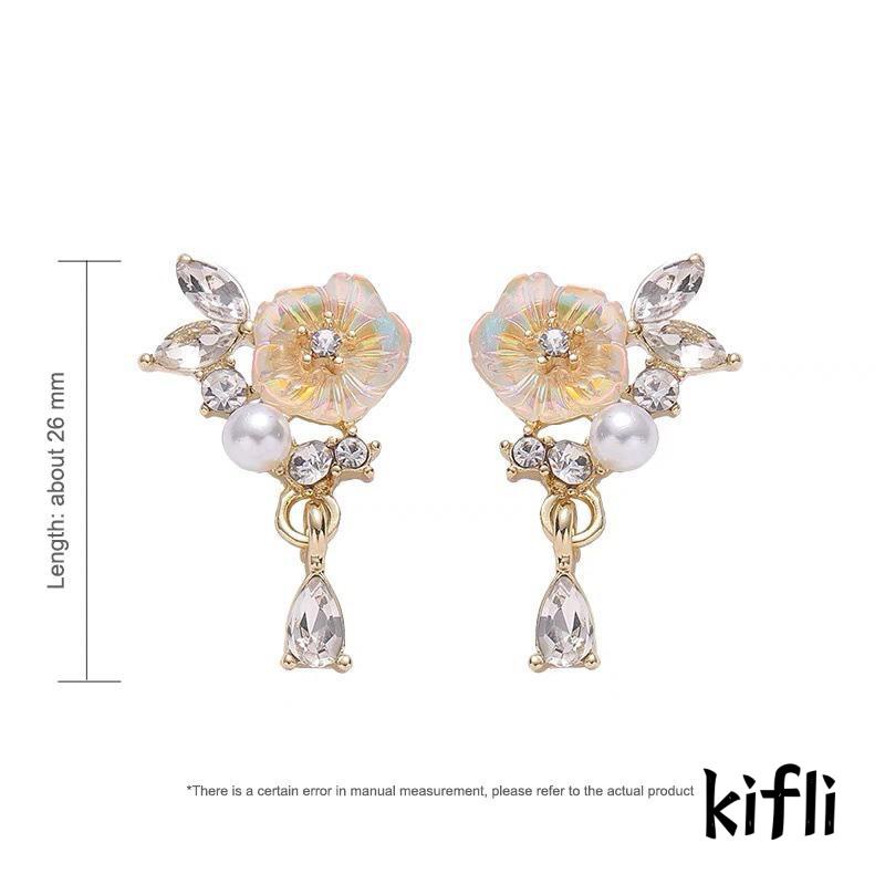 Anting Stud Desain Bunga Mutiara Gaya Retro Perancis Untuk Wanita