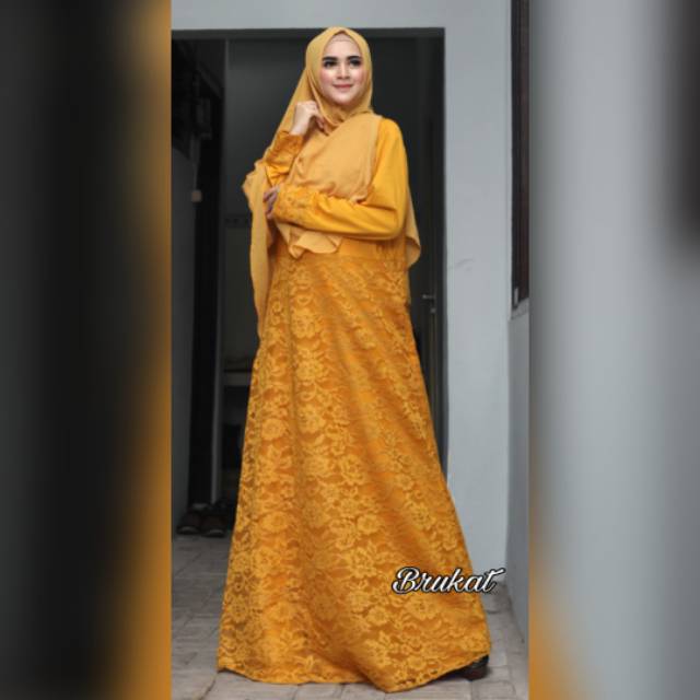 Baju Gamis Syari Brokat Timbul Murah Model Terbaru Terlaris