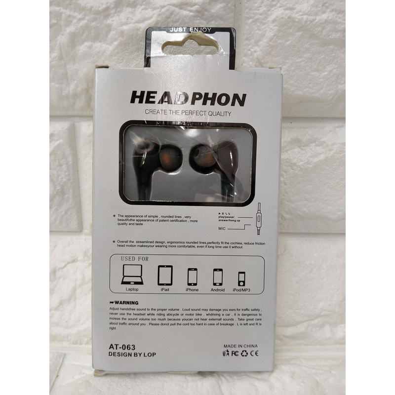 HF HANDSFREE HEADPHONE HEADSET EARPHONE JB AT-063 AT063 AT 063