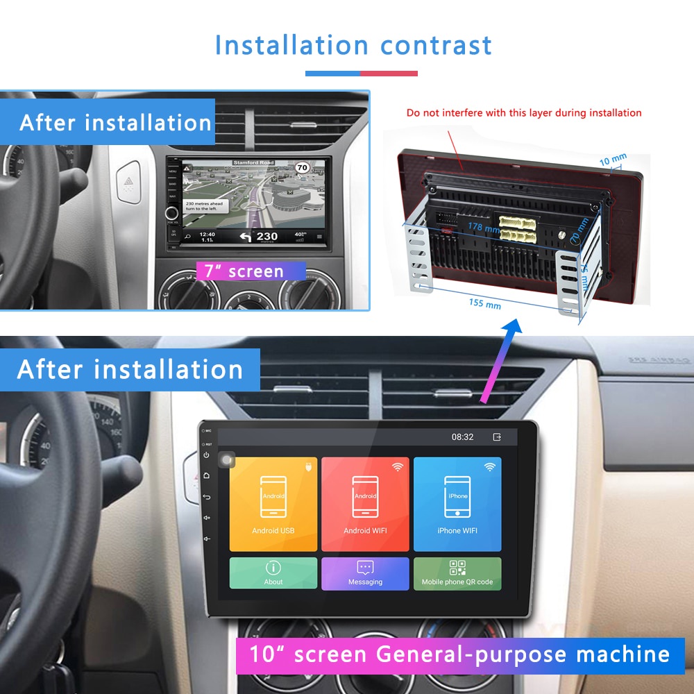 7/9/10 Inch Car Android 10 Navigasi 2+32G IPS Screen Head Unit Untuk Car Radio Mobil TOYOTA Daihatsu Mitsubishi HONDA SUZUKI Hyundai NISSAN