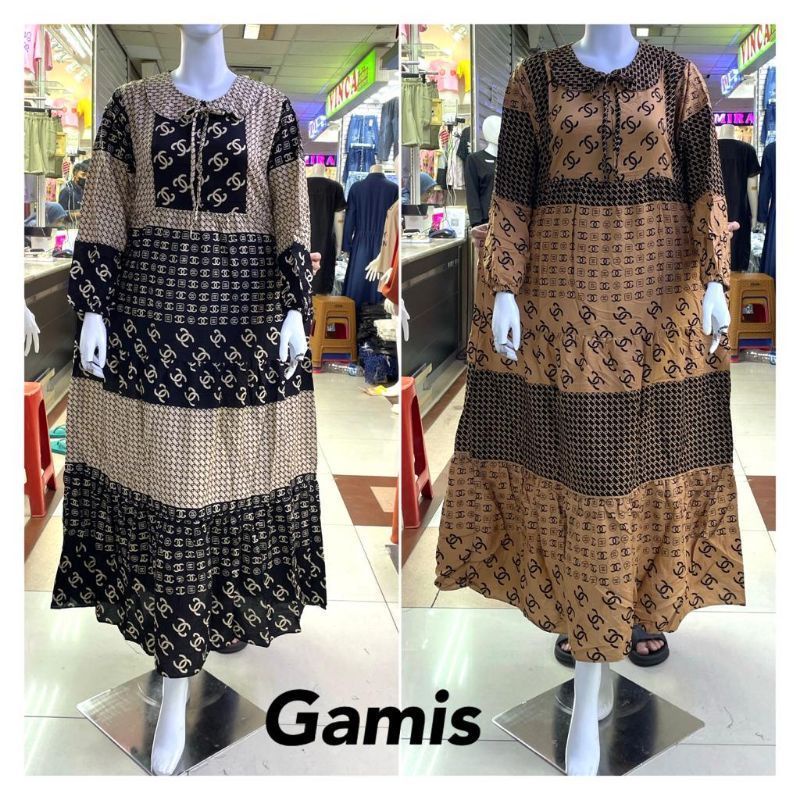 GAMIS CHENEL KOTAK KERAH LD 110CM