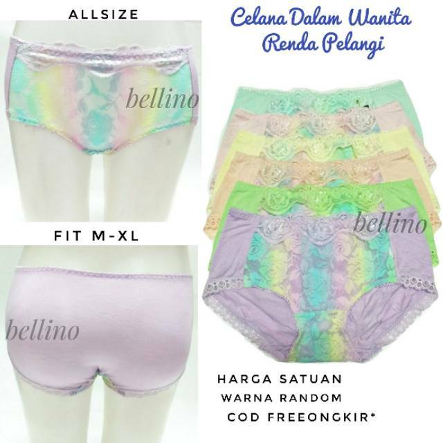 CD Wanita Renda Pelangi Super Soft / Celana Dalam Renda Cewek Super Lembut By Belbra