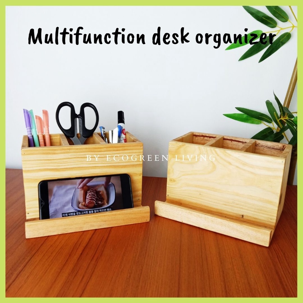 2 IN 1 DESK ORGANIZER MULTIFUNCTION / KOTAK PEN HOLDER DAN PHONE STAND HOLDER