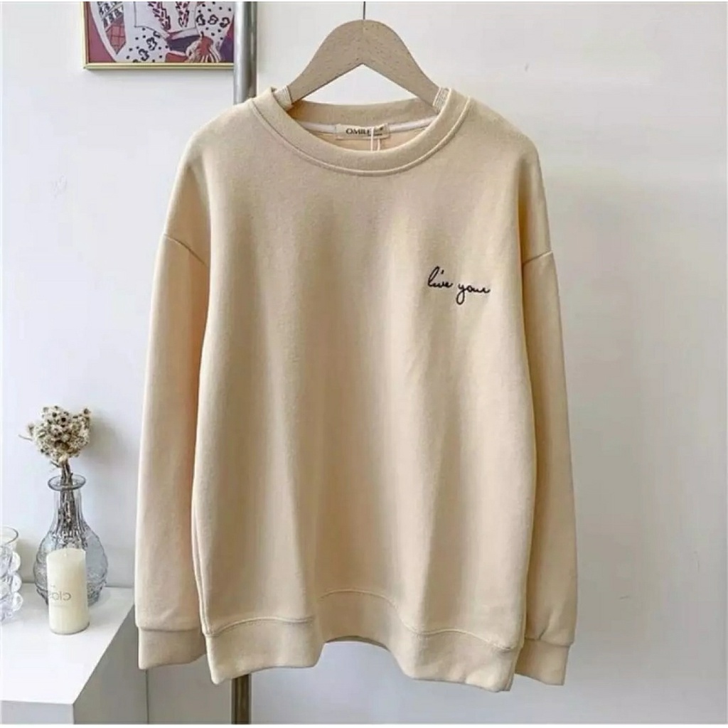 CREWNECK SWEATER LIVE YOUR / SWEATER WANITA TEBAL