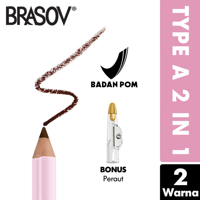 BRASOV Eyebrow Pencil 2in1 - BRASOV Pensil Alis + Rautan Pigmented Original BPOM