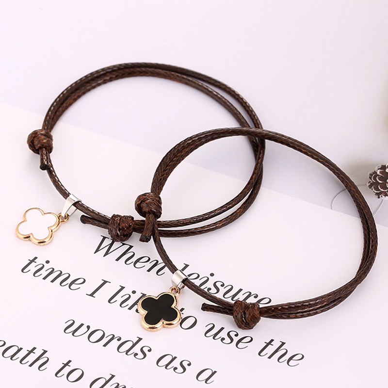 2 Pcs/1 Set,Perhiasan Indah Sederhana,Gelang Fashion,Semanggi Warna Polos,Gelang Wanita