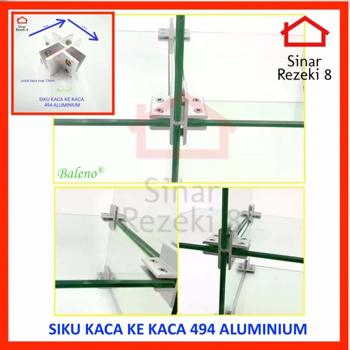 Siku Jepit Kaca 494 / Ambalan Bracket Konektor Siku Sambungan Penjepit