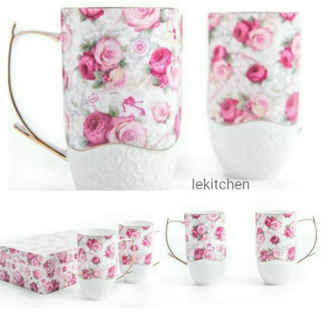 Capodimonte gelas keramik shabby chic