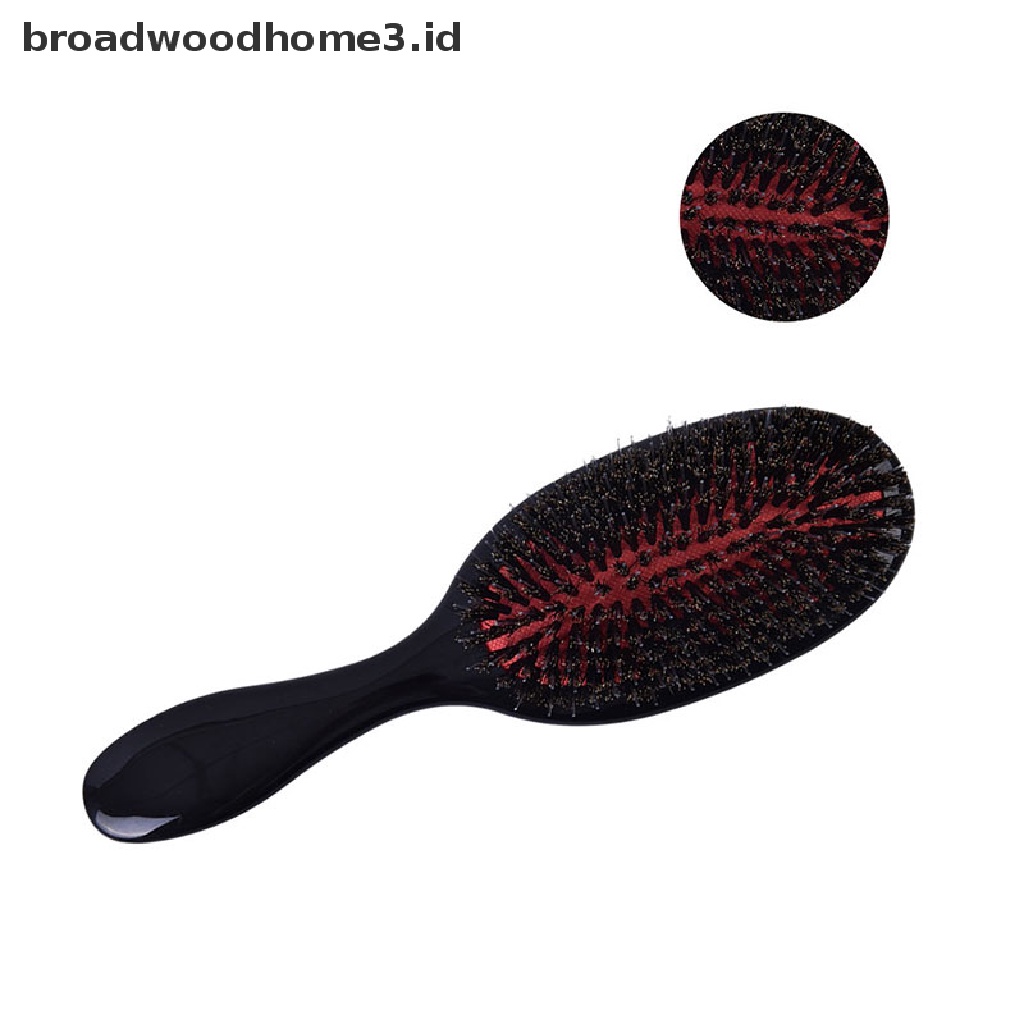 Sisir Pijat Rambut Bentuk Oval Bahan Bulu Babi Alami Anti Statis