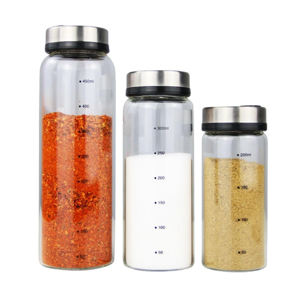 Solighter Glass Seasoning Can Container Seasoning Bottle Botol Dengan Tutup Putar Tangki Penyimpanan Wijen Garam