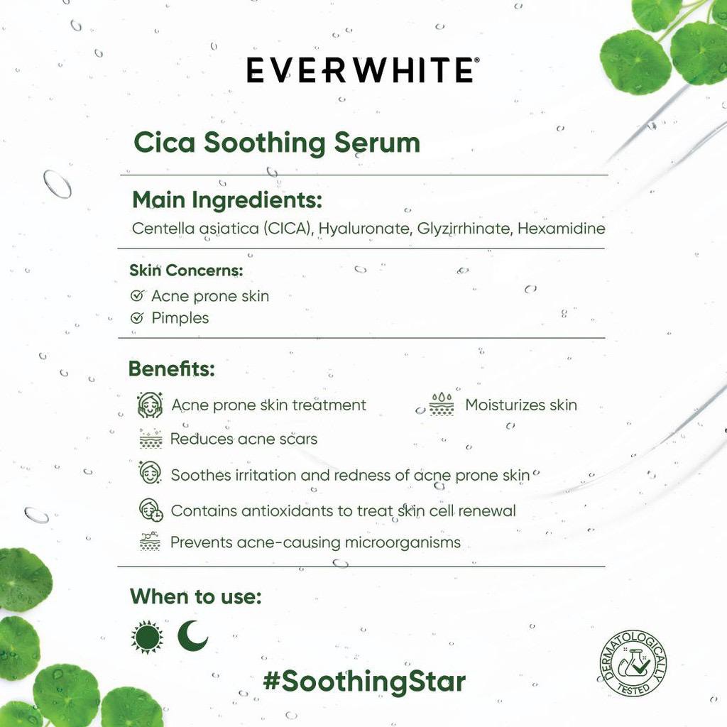 [NEW PACKAGING] EVERWHITE CICA SOOTHING SERUM (Centella Asiatica) - Acne Care / Acne Series