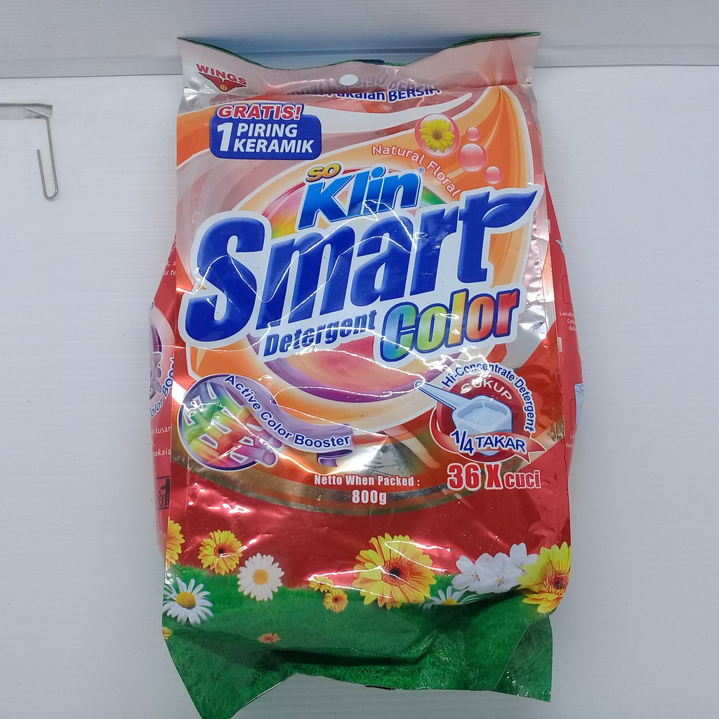 SoKlin Smart Deterjen Colour 800 gram Orange / Sabun pembersih Pakaian ( gratis piring keramik)