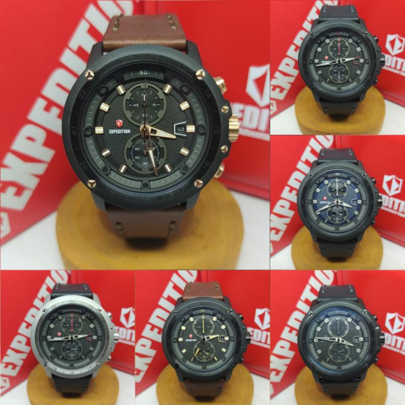 Jam Tangan Pria Expedition 6820 E6820 EXP 6820 Tali Kulit Sport