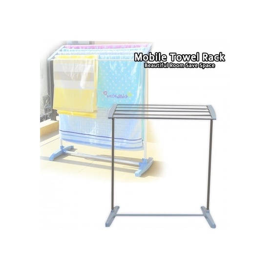 Mobile Towel Rack Rak Jemuran Handuk Stand Serbaguna