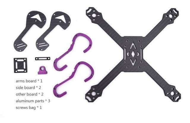 HIPPO 5 Inch 215mm 215 Pure Carbon Fiber Frame kit with 4mm arm