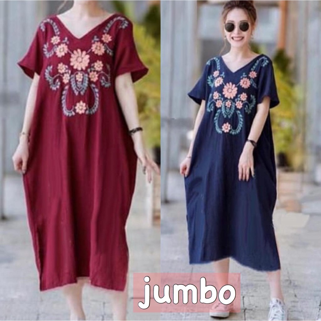 RAINBOW - DRESS JUMBO PELITA SABLON BUNGA / DRESS JUMBO WANITA MURAH