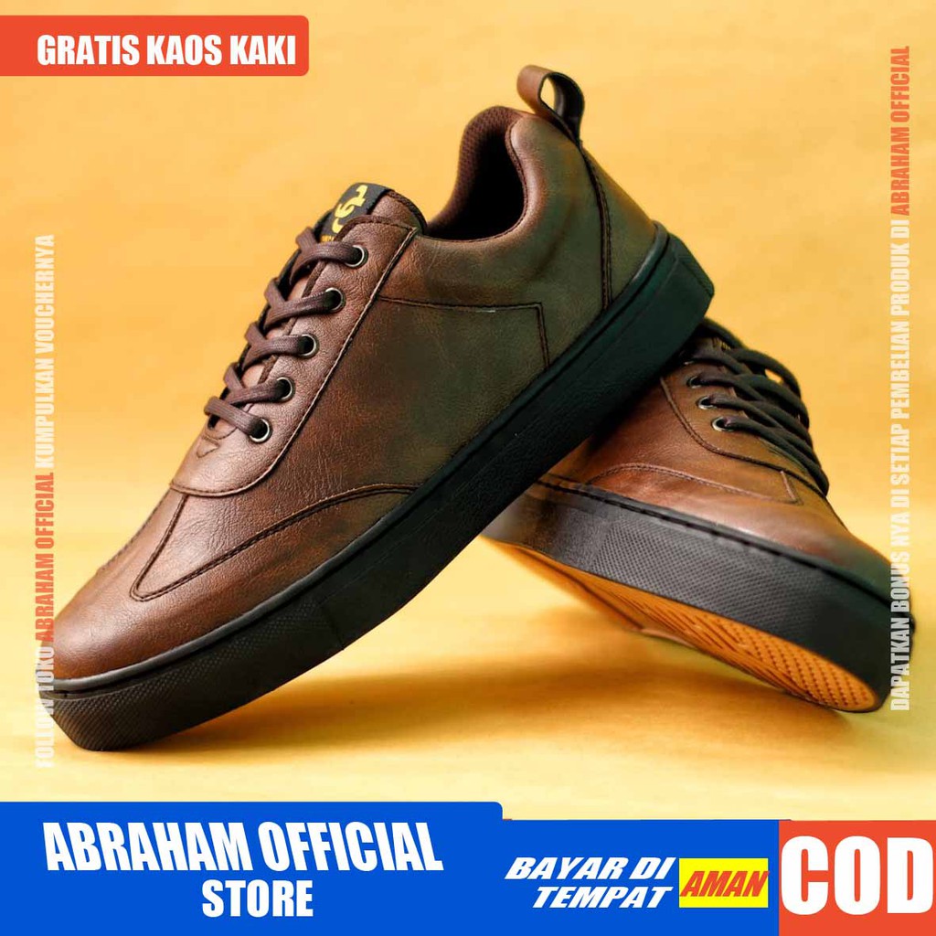 ABRHM x JIM Sepatu Kasual Pria Sepatu Casual Pria Kulit Pu Sepatu Pria Casual Cowok/Cowo Sepatu Kerja Kantor Semi Formal Kuliah Kondangan Gaya keren Kekinian Murah Terlaris