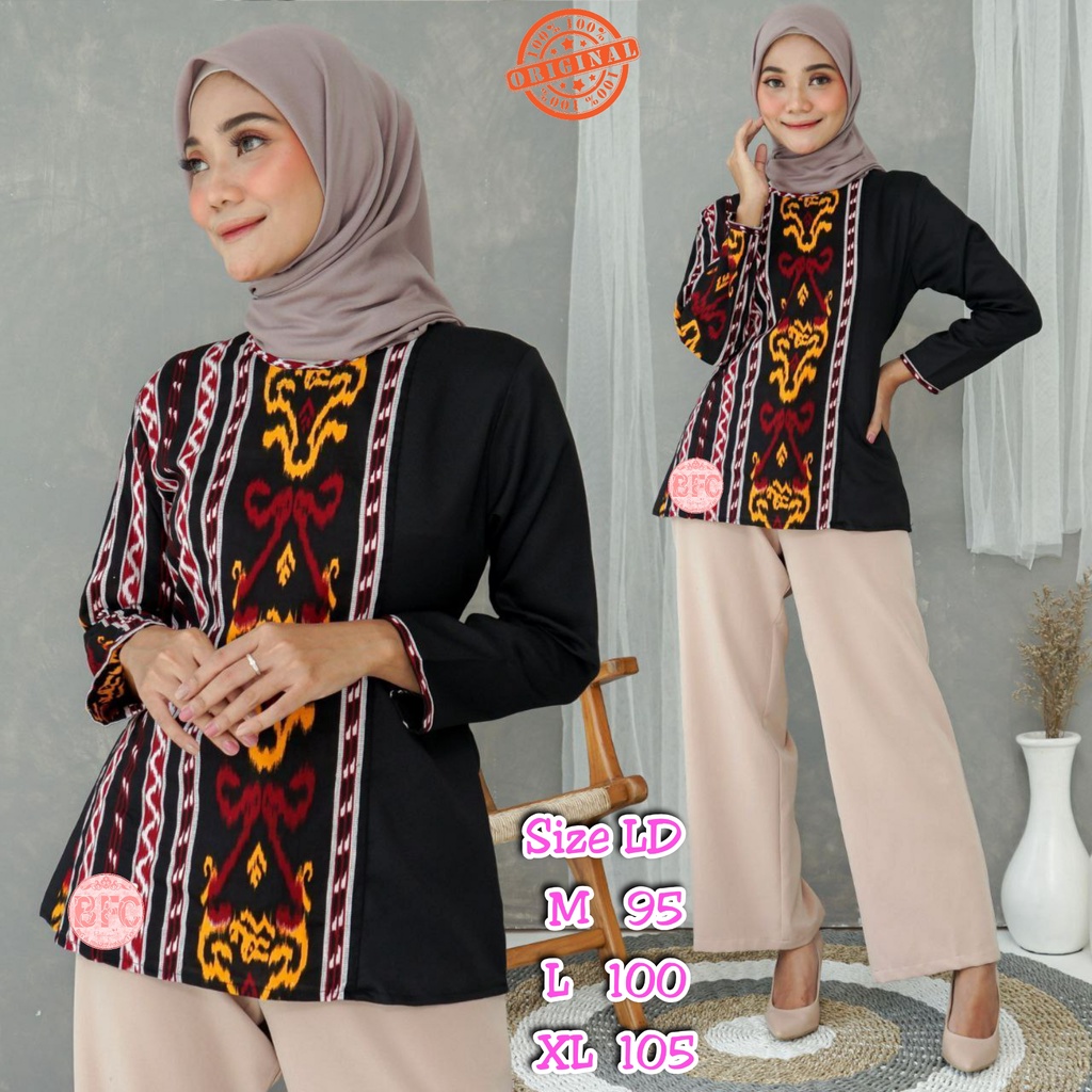 tey-17 Batik wanita ASJ SA HRB026 Kenongo Kemeja Tosca Pendek-SONGKET MERAH JT