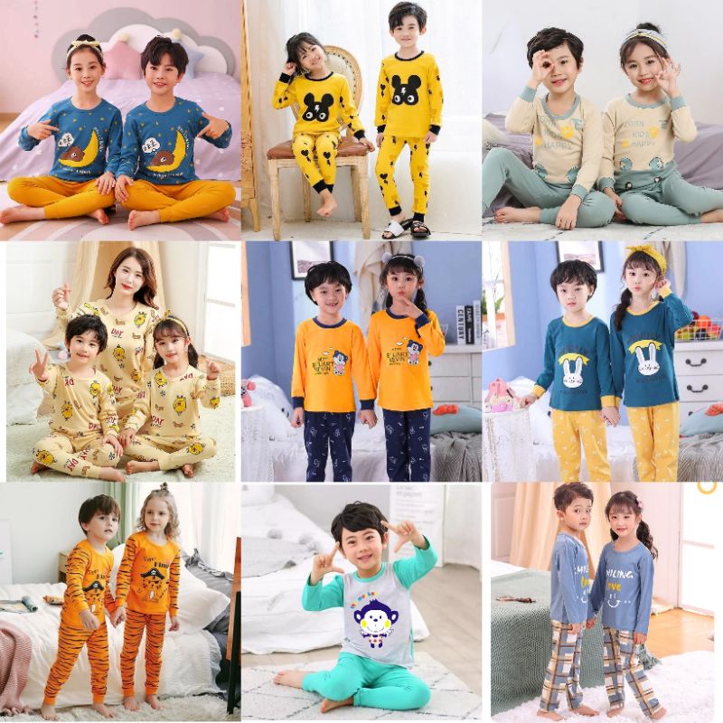 PIYAMA KAOS ANAK LAKI 1-12 TAHUN DINOSAURUS BAJU TIDUR ANAK LENGAN PANJANG TERMURAH MALVIN