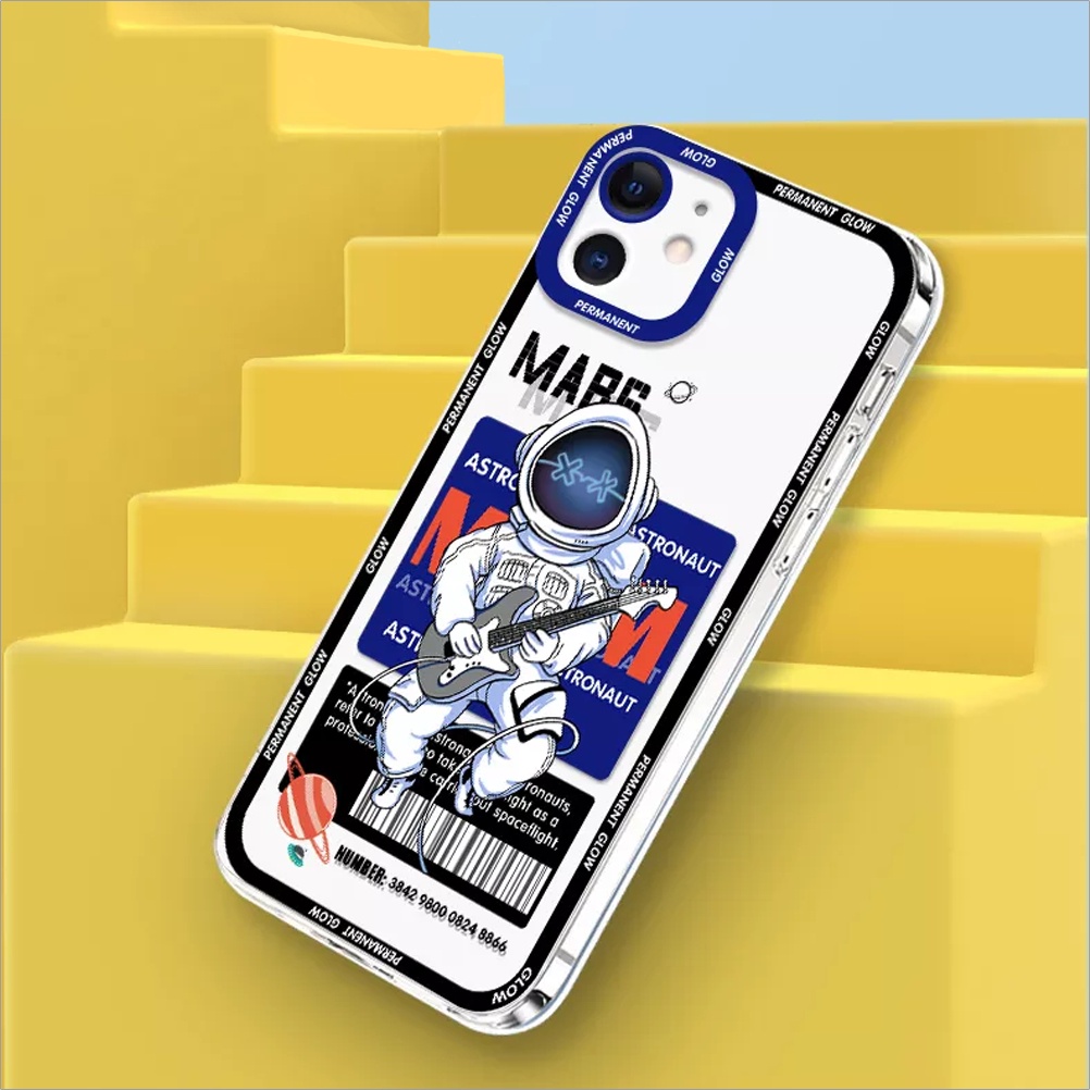Casing Oppo A5S A5 2020 A7 A9 2020 A11K A12 A15 A15S A16 A16S A54 4G A95 F9 Case Astronot Mars Permanent Glow Character Silicon Premium