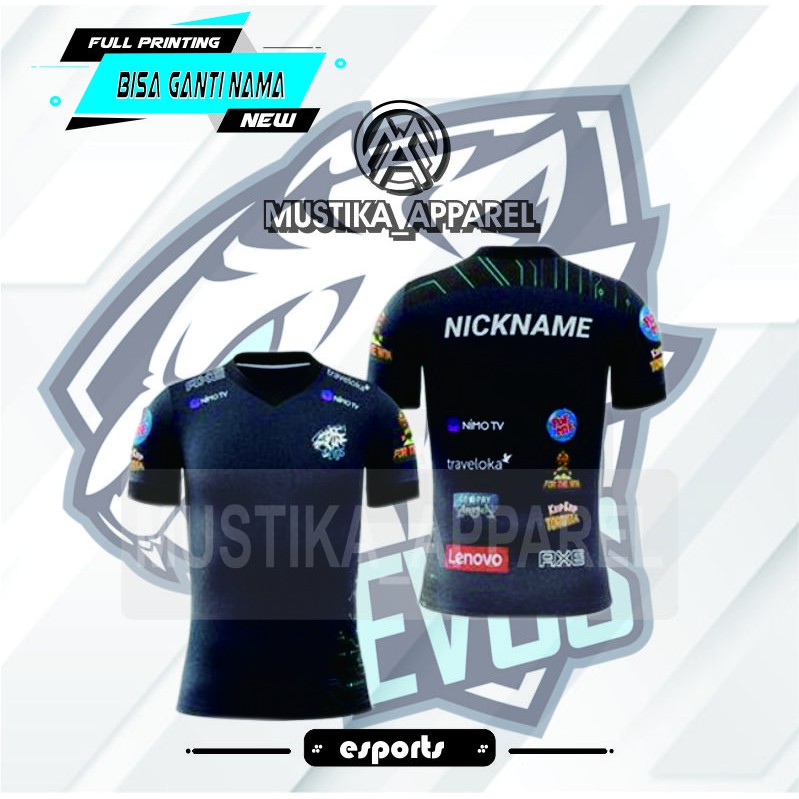 BAJU JERSEY EVOS TERBARU 2019, JERSEY GEMING CUSTOM AURAH, FF, ML FREE NICKENAME