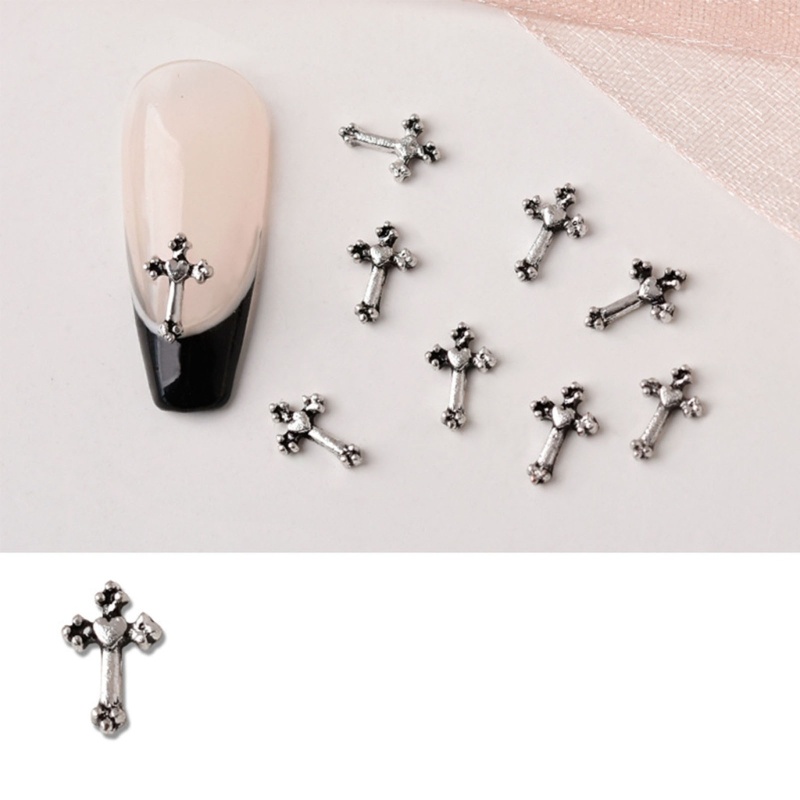 Dekorasi Nail Art 3D Bentuk Bintang Hati Bahan Metal Warna Silver Untuk Wanita