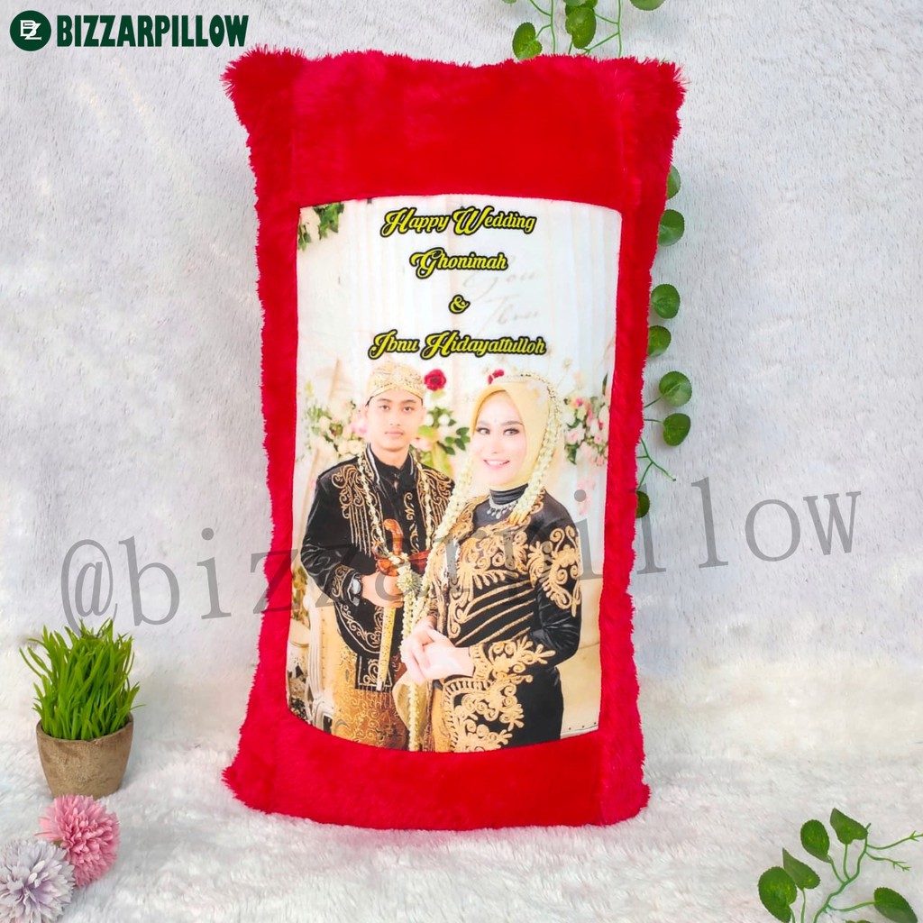 Bizzarpillow Bantal Foto Cinta Custom Bulu Rasfur 80x40cm 1 HARI JADI !! BZ017