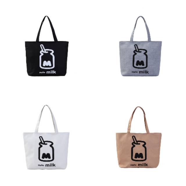 [DIKIRIM DARI JAKARTA] Totebag Kanvas Milk Series