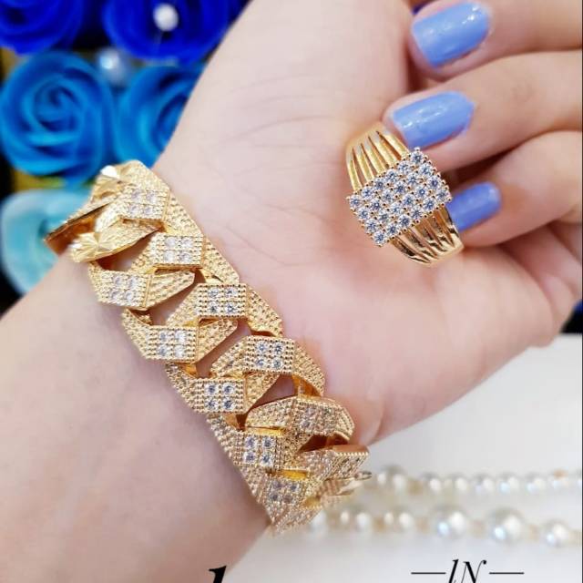 xuping gelang dan cincin lapis emas 24k 1541