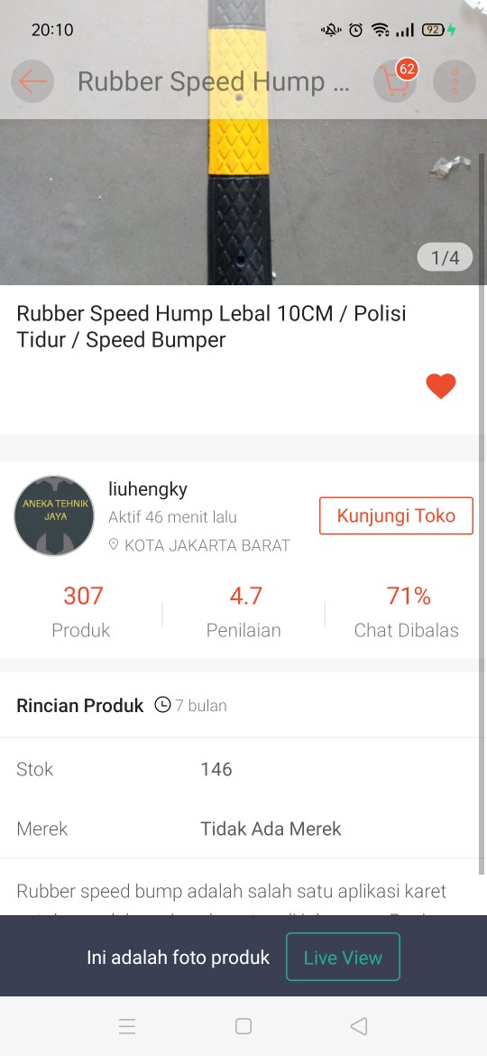 Rubber Speed Hump Lebal 10cm / Polisi Tidur / Speed Bumper